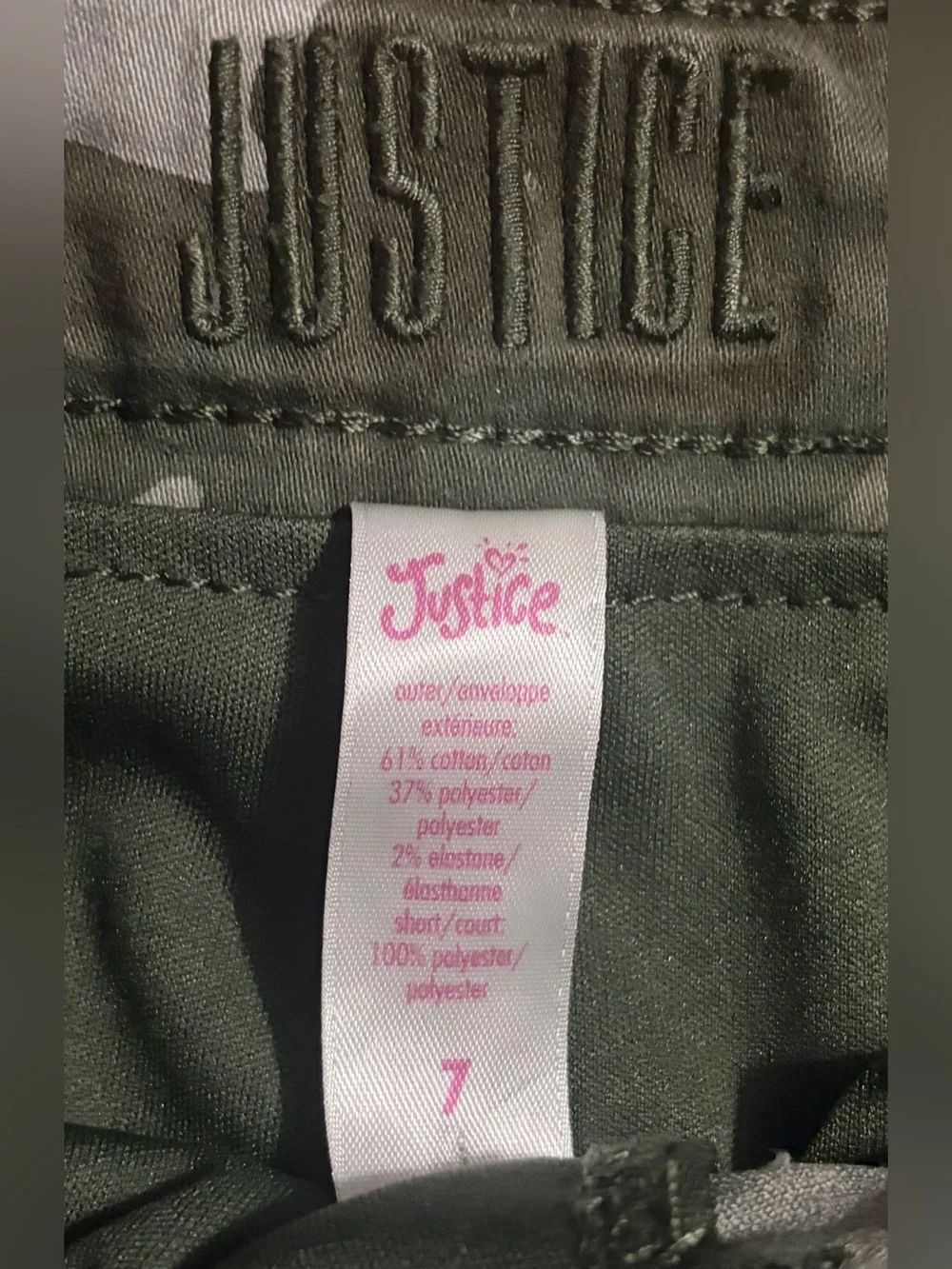 Justice - Olive Camouflage Tie-Waist Cargo Skirt - Size 7